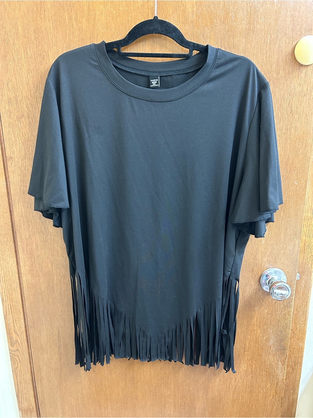 Shein Black Fringe Trim Flowy Tee 3x